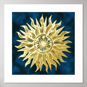 Sun Mandala Gold Foil Art Print