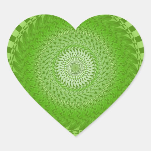 Sun Mandala green Hart Sticker (Voorkant)