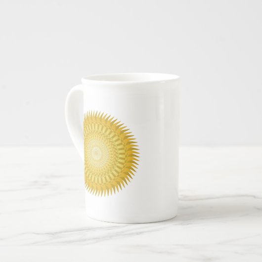 Sun Mandala in Geel Porselein Kop (Links)