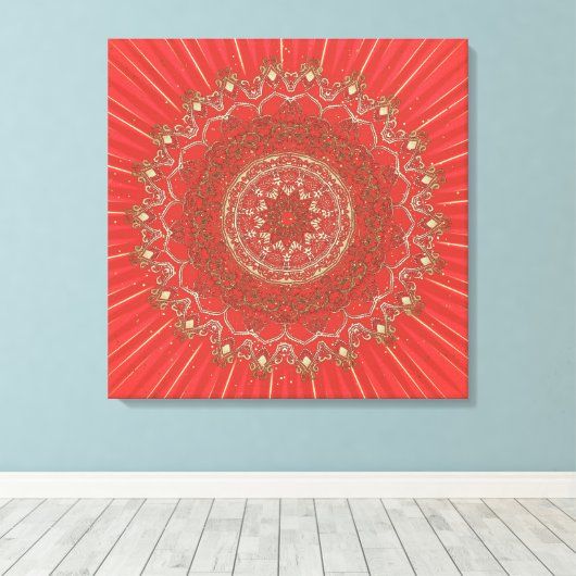 Sun Mandala - Ingewikkeld Canvas (Insitu (Houten vloer))