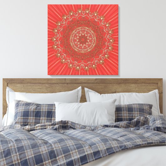 Sun Mandala - Ingewikkeld Canvas (Insitu (Slaapkamer))