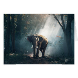 Sun met lephant in Forest Blank Card
