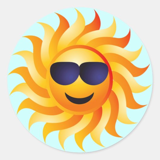 SUN MET SHADES AAN RONDE STICKER (Voorkant)