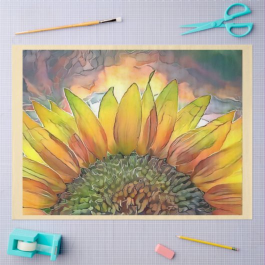 Sun Modern Art Big Sunflower Collectie Tissuepapier (Craft)