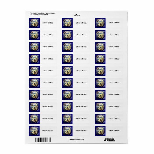 sun moon and stars return address label (Full Sheet)