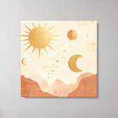 Sun Moon and Stars Wall Art – Celestial Boho Decor Canvas Afdruk (Voorkant)