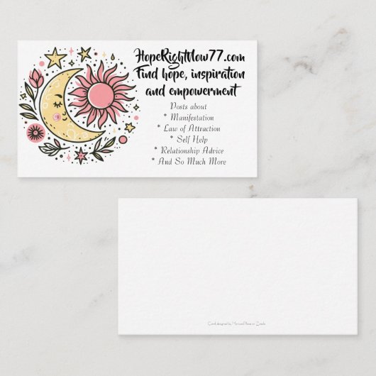 Sun Moon Bloemen Roze Geel Website Visitekaartje (Voorkant / Achterkant)