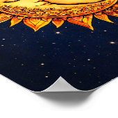 Sun Moon Boho Goddess | Celestial Face Mandala Art Poster (Hoek)