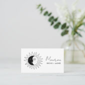 Sun & Moon Boho Line Art Elegante B&W Sociale pict Visitekaartje (Staand voorkant)