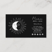 Sun & Moon Boho Line Art Elegante B&W Sociale pict Visitekaartje (Achterkant)