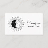 Sun & Moon Boho Line Art Elegante QR Sociale Icone Visitekaartje (Voorkant)