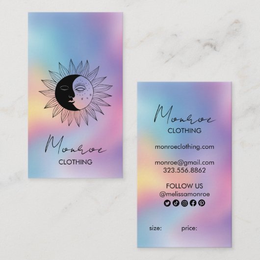 Sun Moon Boho Line Art Rainbow Social HANG LABELS (Voorkant / Achterkant)