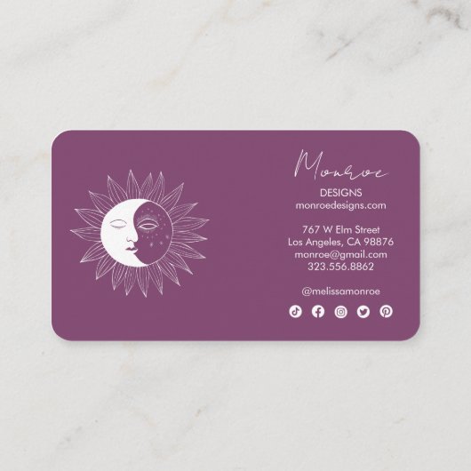 Sun & Moon Boho Social iconen Bestellen Bedankt Be Visitekaartje (Achterkant)