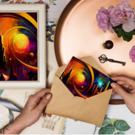 Sun moon bright Portal Colour Abraction City Briefkaart