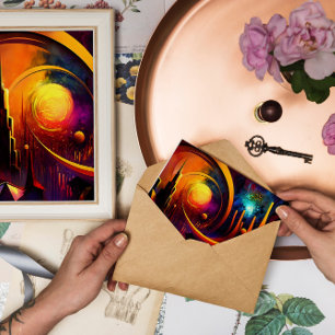 Sun moon bright Portal Colour Abraction City Briefkaart