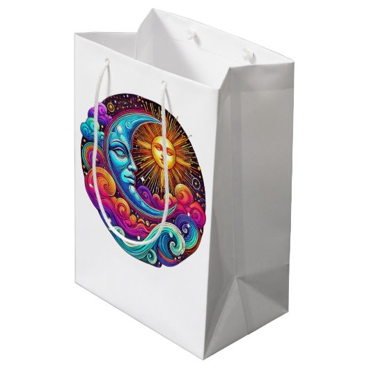 Sun & Moon Celestial Harmony Design Medium Cadeauzakje (Achterkant Gekanteld)