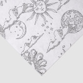  Sun Moon Celestial Pattern Black and White Tissuepapier (Detail)
