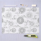  Sun Moon Celestial Pattern Black and White Tissuepapier (Craft)