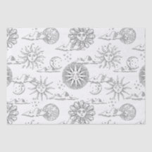 Sun Moon Celestial Pattern Black and White
