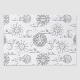  Sun Moon Celestial Pattern Black and White Tissuepapier