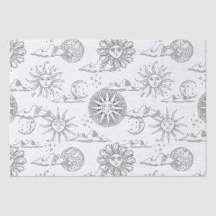 Sun Moon Celestial Pattern Black and White Tissuepapier