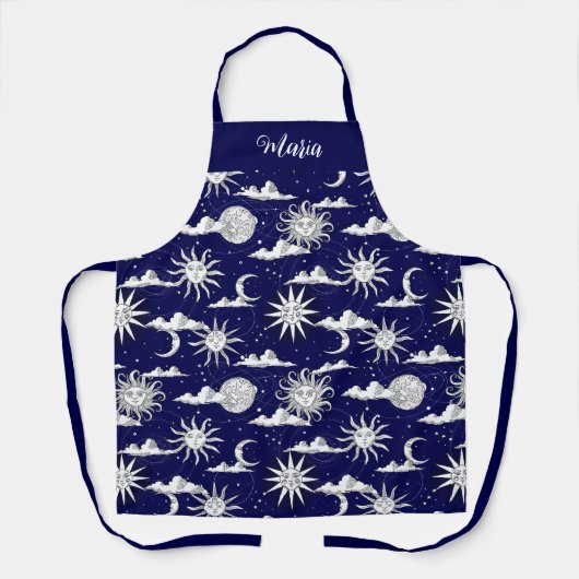  Sun Moon Celestial Pattern - Gepersonaliseerd Schort (Voorkant)