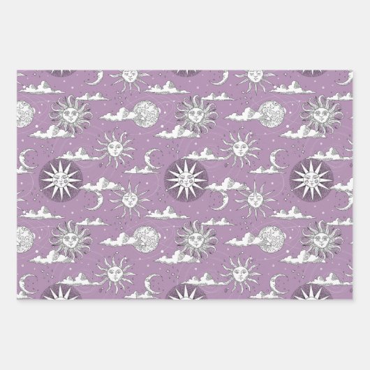  Sun Moon Celestial Pattern Inpakpapier Vel (Voorkant)