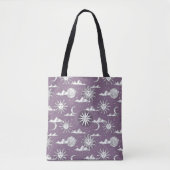Sun Moon Celestial Pattern op Old Lavender Tote Bag (Voorkant)