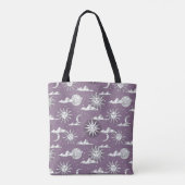 Sun Moon Celestial Pattern op Old Lavender Tote Bag (Achterkant)