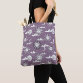  Sun Moon Celestial Pattern op Old Lavender Tote Bag (Dichtbij)