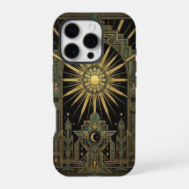 Sun & Moon Deco Wings | Gold iPhone 16 Pro Case Hoesje