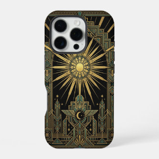 Sun & Moon Deco Wings | Gold iPhone 16 Pro Case Hoesje