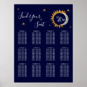 Sun Moon Elegant Monogram Trouwstoel Grafiek Poster (Voorkant)