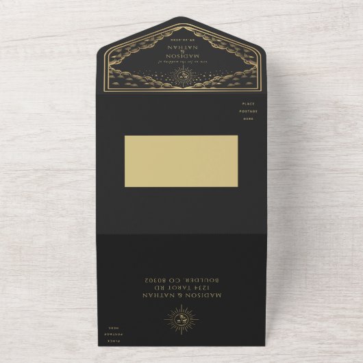 Sun Moon Elegant Tarot Kaart QR Code Huwelijksuitn (Buitenkant)