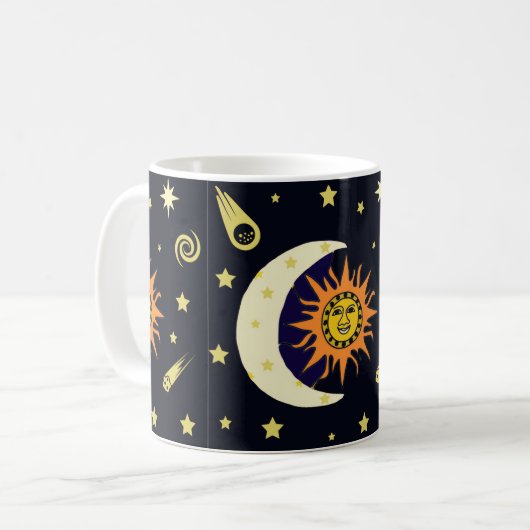 Sun Moon en Celestial Bodies Coffee Mok (Voorkant links)