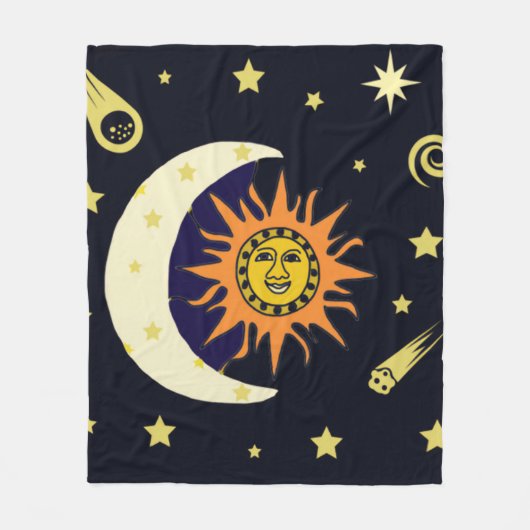 Sun Moon en Celestial Bodies Fleece Deken (Voorkant)