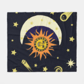 Sun Moon en Celestial Bodies Fleece Deken (Voorkant (Horizontaal))