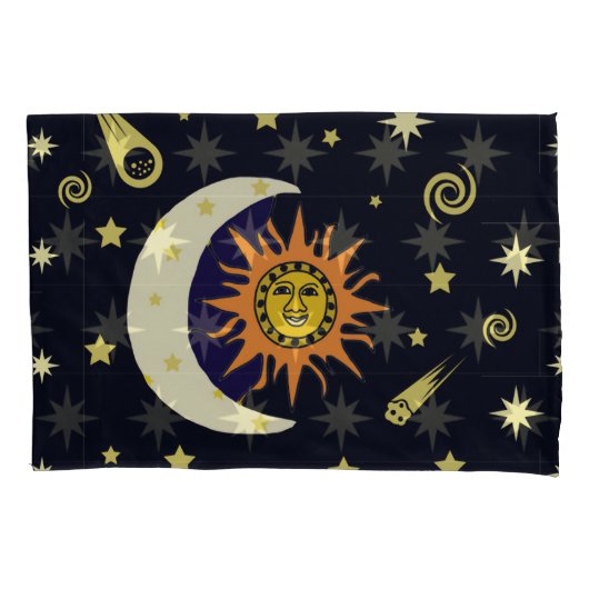 Sun Moon en Celestial Bodies Pillow Hoesje Kussensloop (Voorkant-Links)