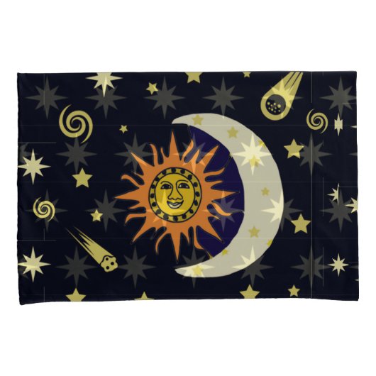 Sun Moon en Celestial Bodies Pillow Hoesje Kussensloop (Voorkant-Rechts)