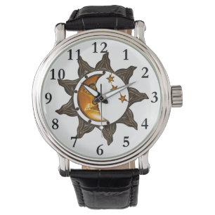 Sun Moon en Stars Celestial Deco Watch Horloge