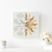 Sun Moon en Stars Clock Vierkante Klok (Huis)