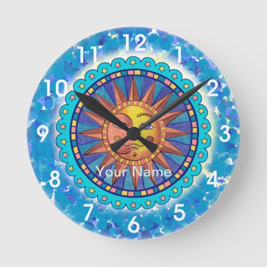 Sun Moon Face Clock Ronde Klok (Voorkant)
