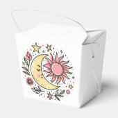 Sun Moon Floral Pink Yellow Zodiac Astrologisch Bedankdoosjes (Achterkant)