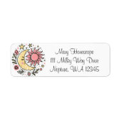 Sun Moon Floral Pink Yellow Zodiac Astrologisch Etiket (Voorkant)