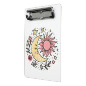 Sun Moon Floral Pink Yellow Zodiac Astrologisch Mini Klembord (Angled2)