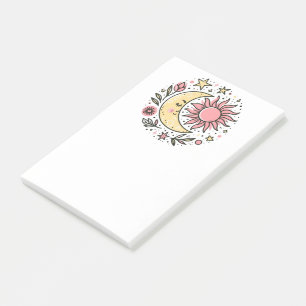 Sun Moon Floral Pink Yellow Zodiac Astrologisch Post-it® Notes