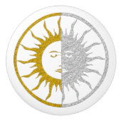 SUN & MOON Gold Silver + uw achtergrond Keramische Knop (Voorkant)