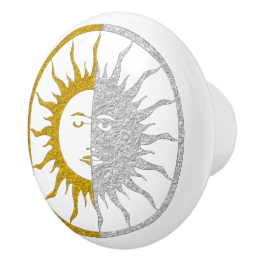 SUN & MOON Gold Silver + uw achtergrond Keramische Knop (Rechts)