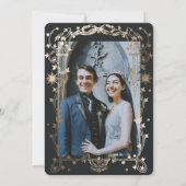 Sun & Moon Golden Ivy Ornament bruiloft uitnodigin Kaart (Achterkant)