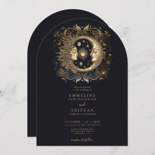 Sun Moon Hemelse Huwelijk Kaart (Voorkant / Achterkant)